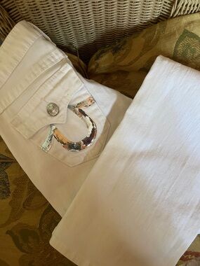 Silver sequin. White  denim